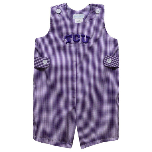 Vive La Fete TCU Horned Frogs Embroidered Purple Gingham Jon Jon