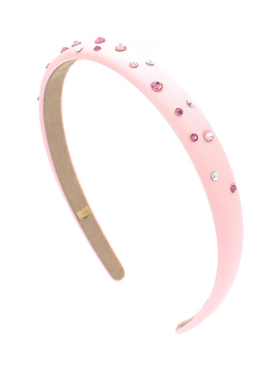 Bari Lynn Crystallized Thin Satin Headband- Pink