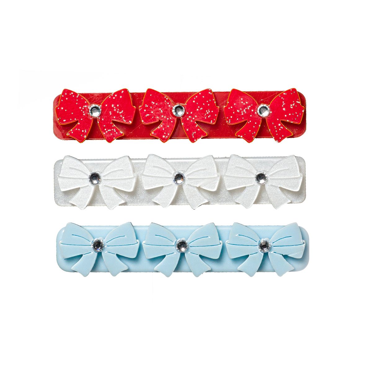 Lilies & Roses Red, White, and Blue Bow Hair Clips