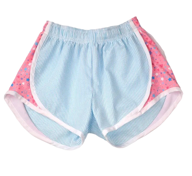 Funtasia Too Athletic Shorts - Blue Stripe With Stars Sides