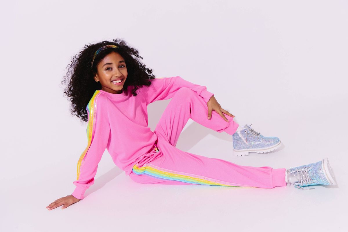 Lola and the Boys Pink Rainbow Sequin Set