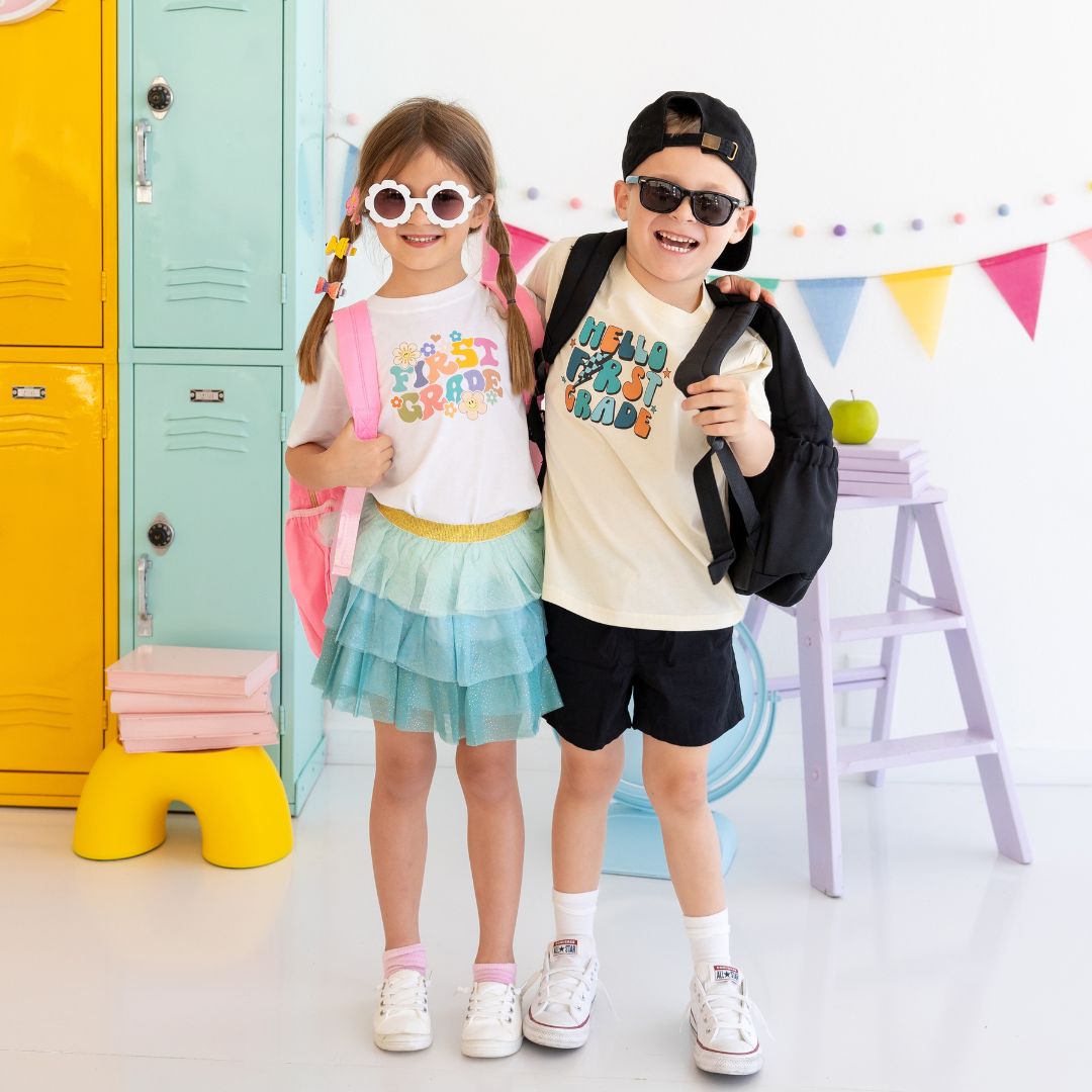 Sweet Wink Hello First Grade Short Sleeve T-Shirt - Natural