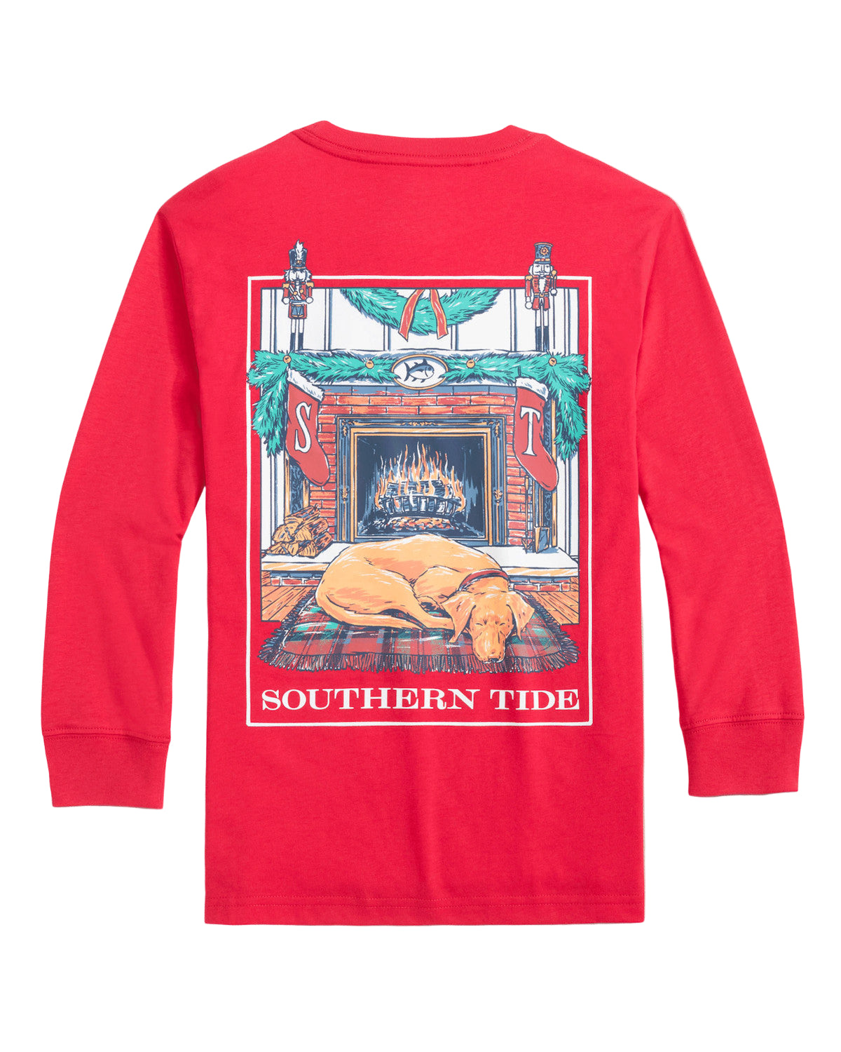 Southern Tide Cozy Fireplace Tee- Crab Red