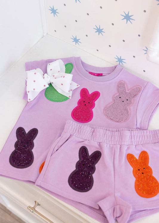 Lavender Multi Peeps Shorts - Kid's