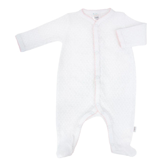 Paty Knit Footie- Pink Trim