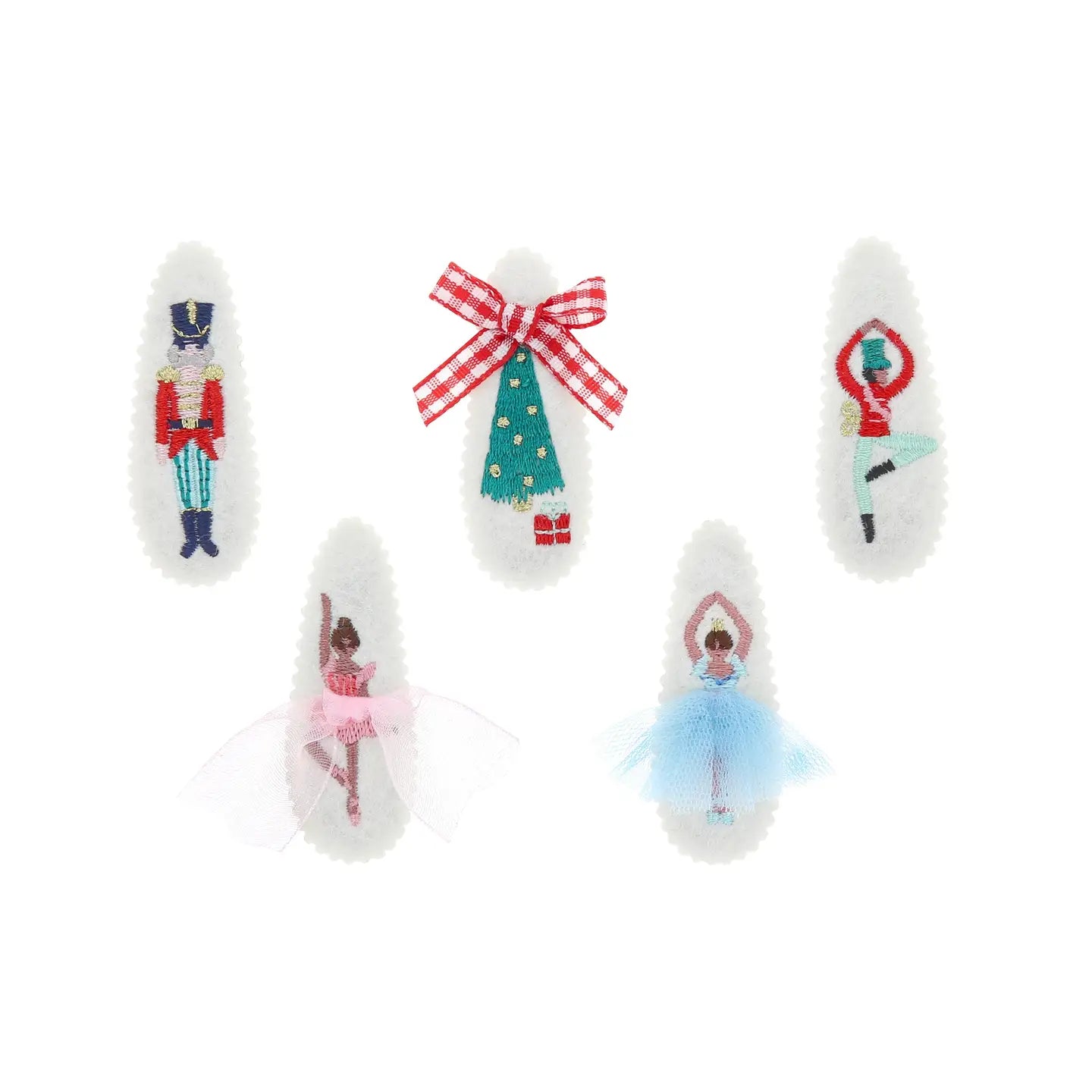 Embroidered Nutcracker Hair Clips