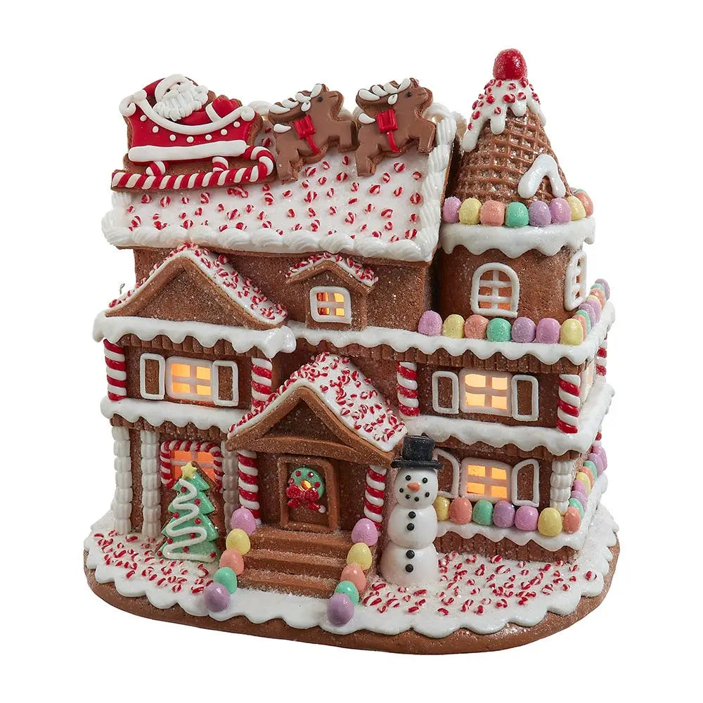 Kurt S. Adler Pre-Lit Gingerbread House With Santa