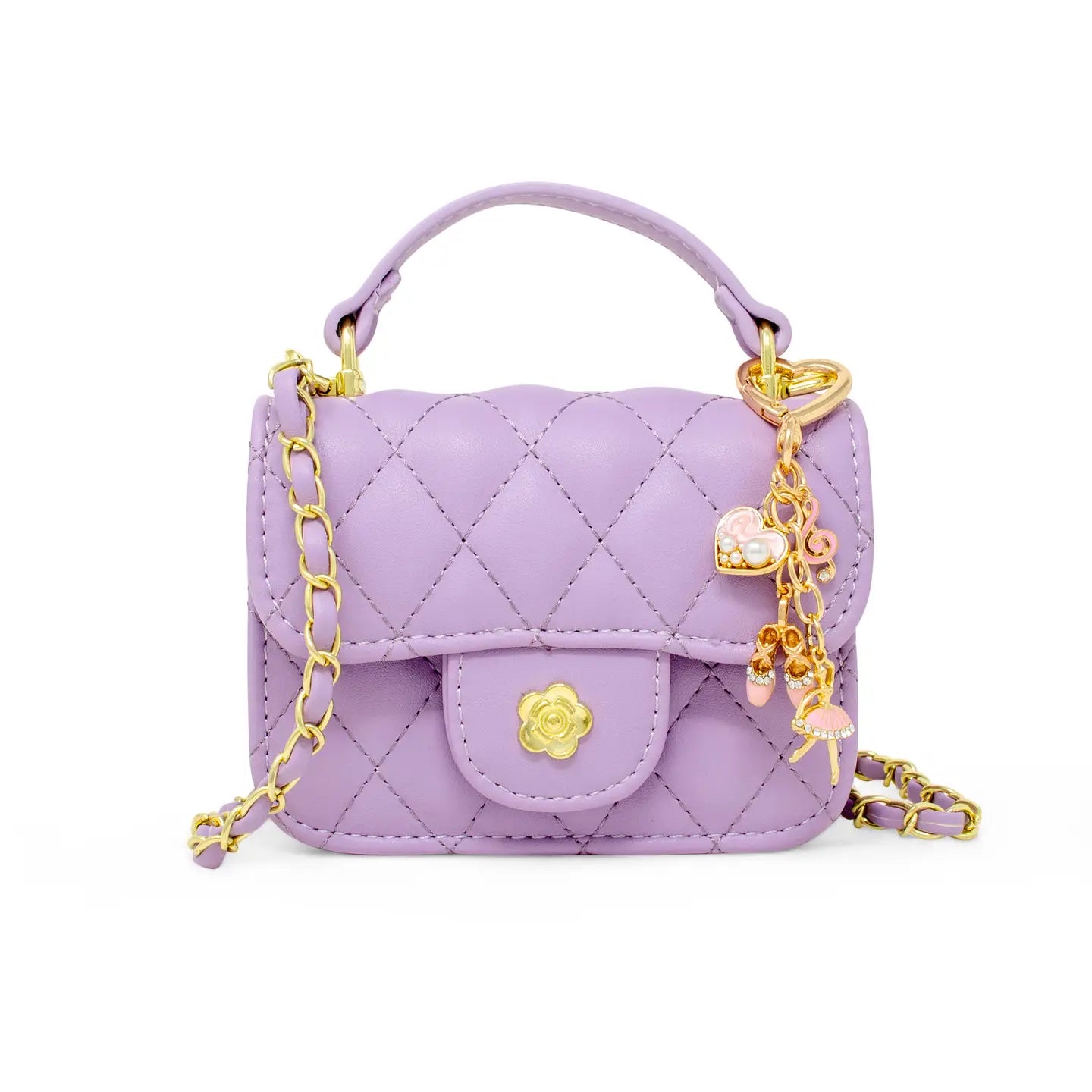 Zomi Gems Tiny Quilted Ballet Charm Handbag- Purple