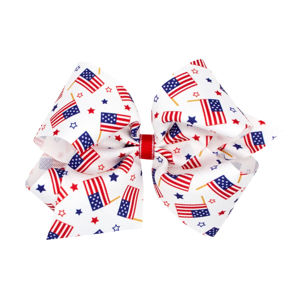 Wee Ones King Grosgrain Americana Flag Hair Bow