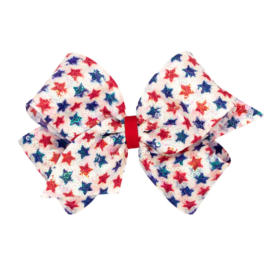 Wee Ones King Patriotic Sequin Star Print Bow