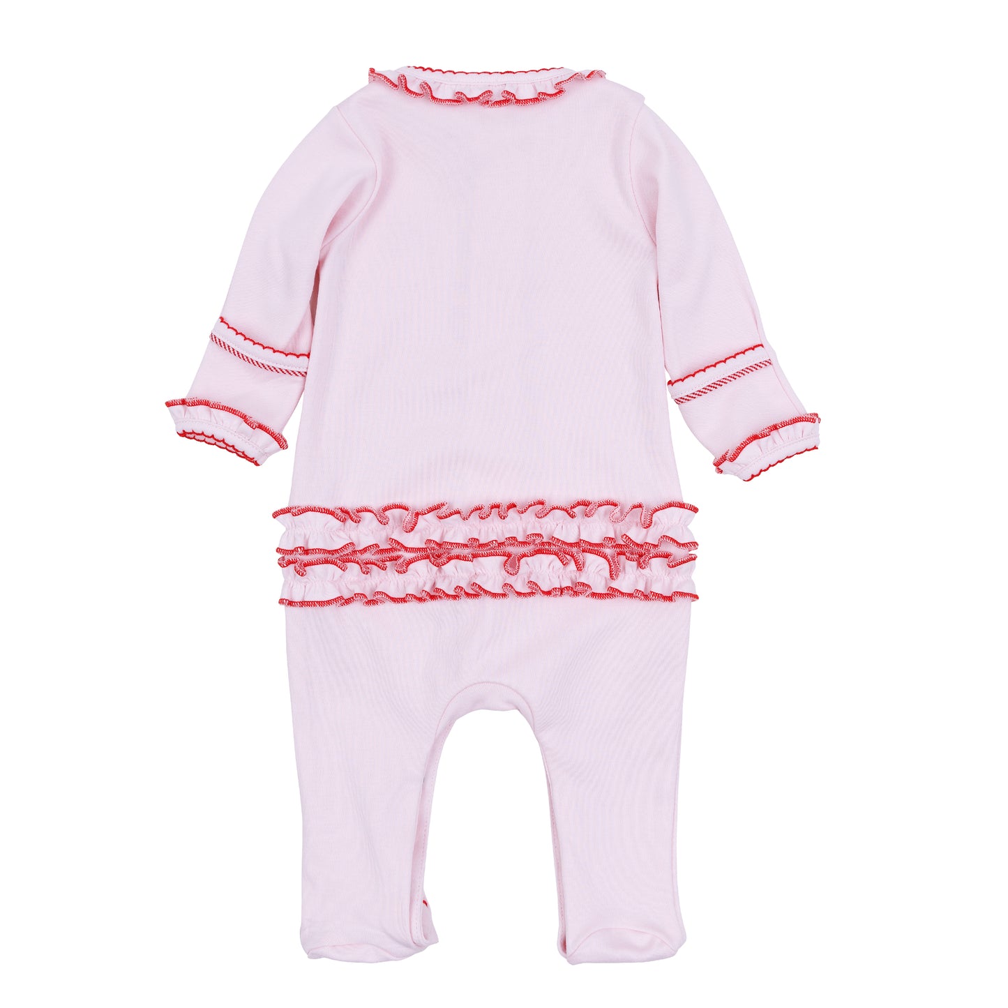 Magnolia Baby Candy Cane Lane Embroidered Ruffle Footie