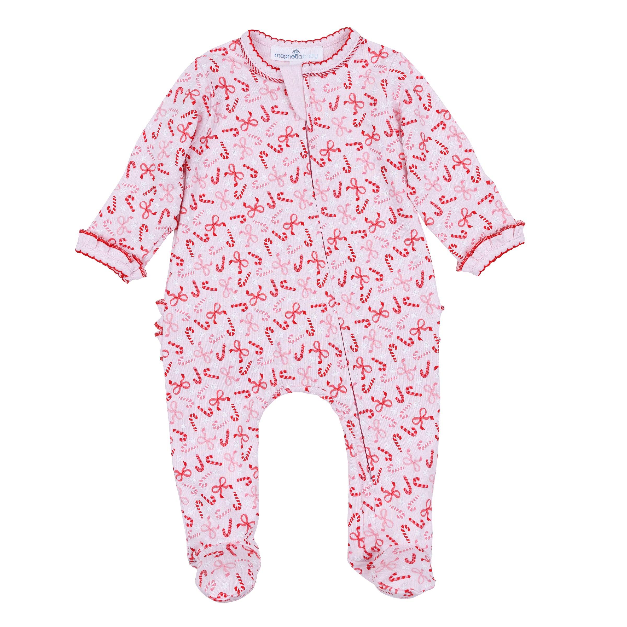 Candy Cane Smocked Footie