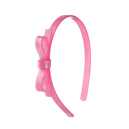 Lilies & Roses Thin Bow Pink Satin Headband