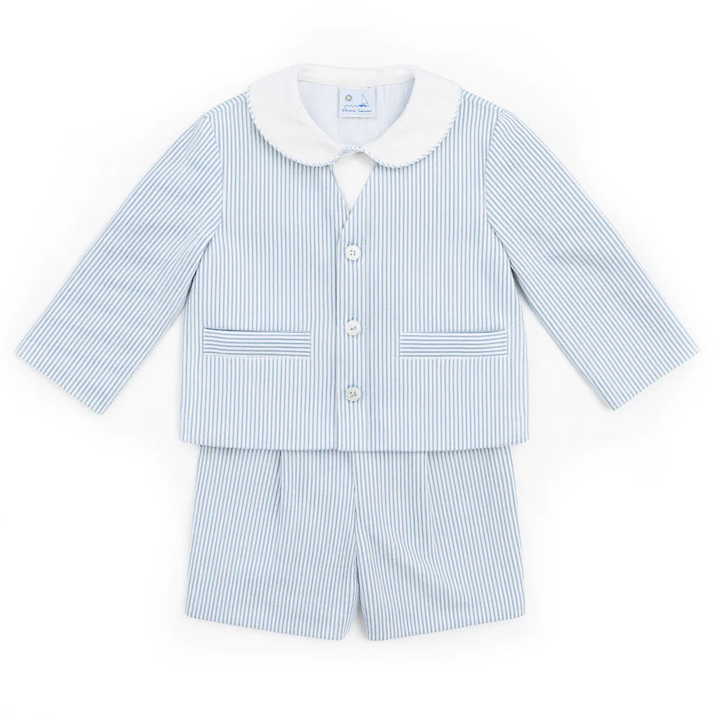 Seersucker Jacket And Short With Woven Shirt