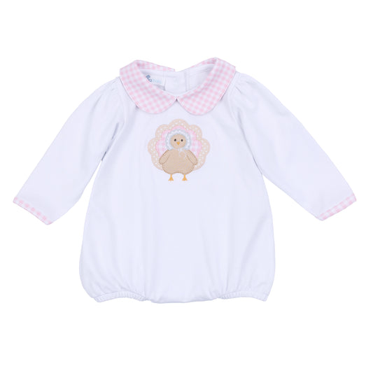Magnolia Baby Pilgrim Pals Applique Collared Girl Bubble