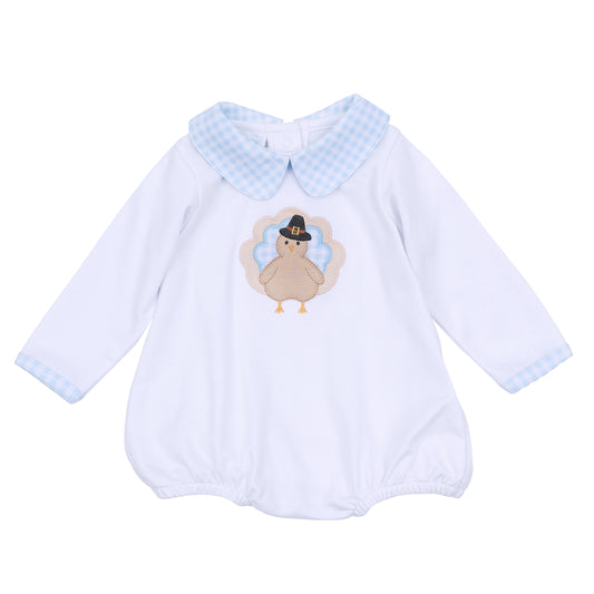 Magnolia Baby Pilgrim Pals Applique Collared Boy Bubble