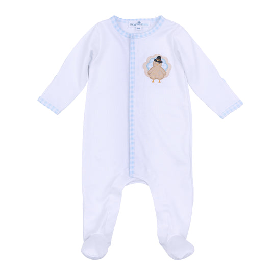 Magnolia Baby Pilgrim Pals Applique Footie- Light Blue