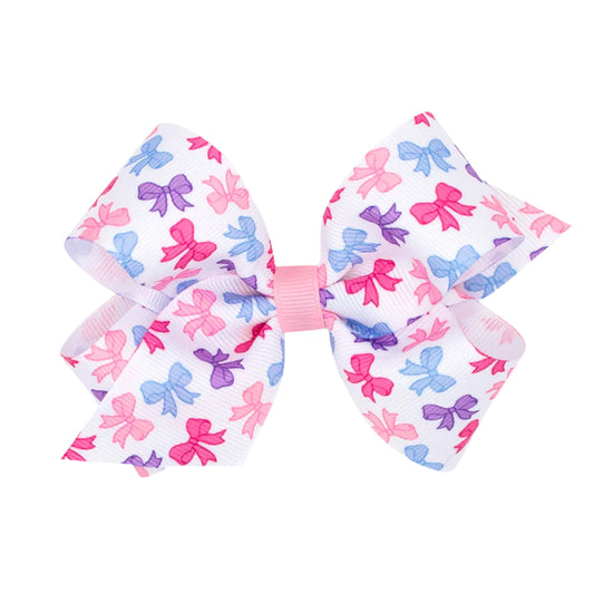 Wee Ones Medium Multi Bow Print Grosgrain Hair Bow