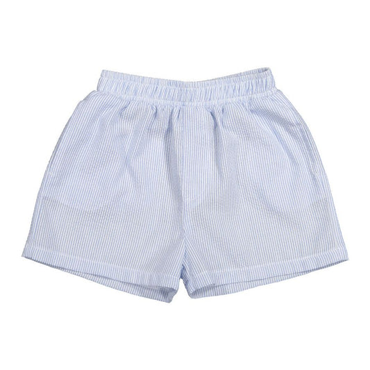 Blue Seersucker Boy Shorts