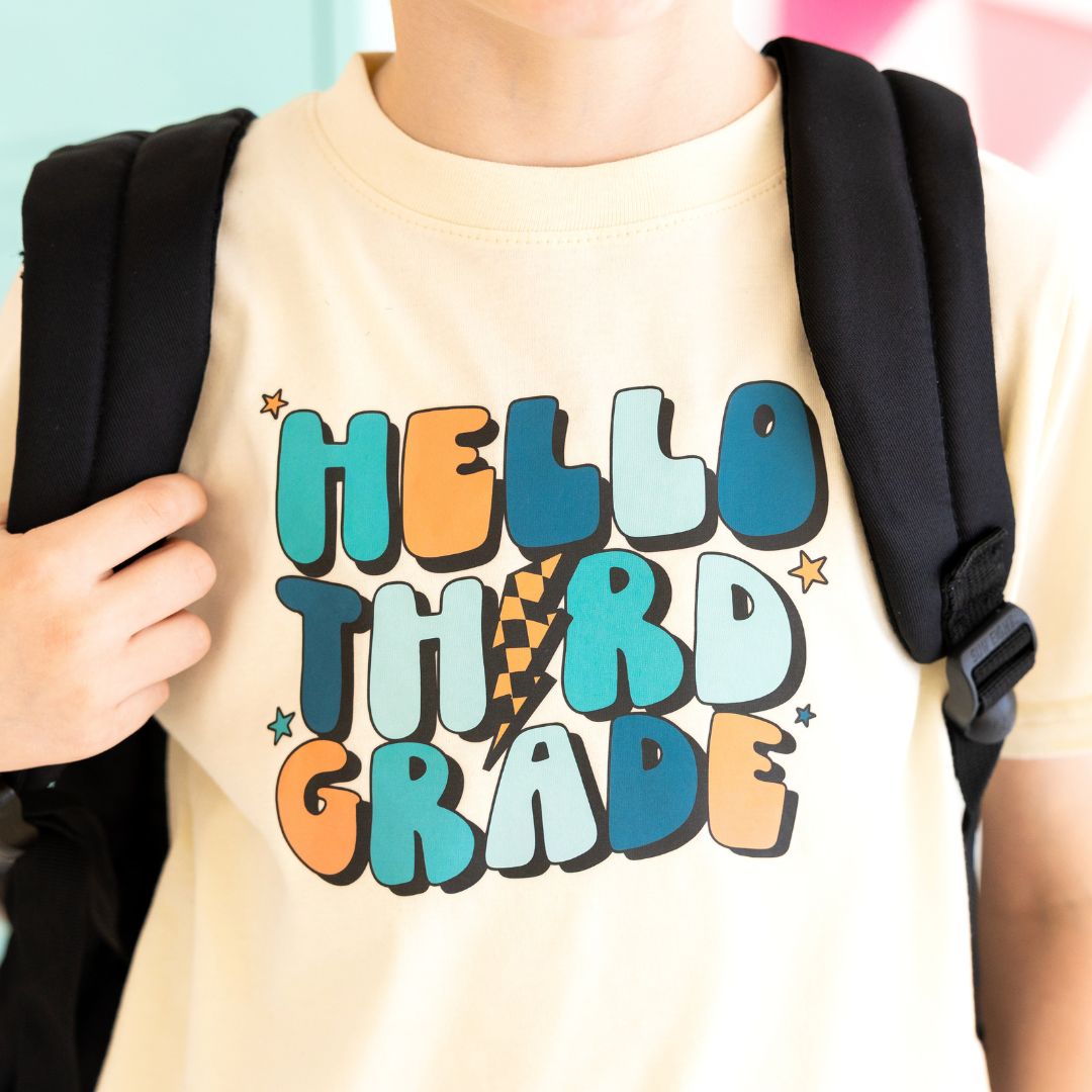 Sweet Wink Hello Third Grade Short Sleeve T-Shirt - Natural