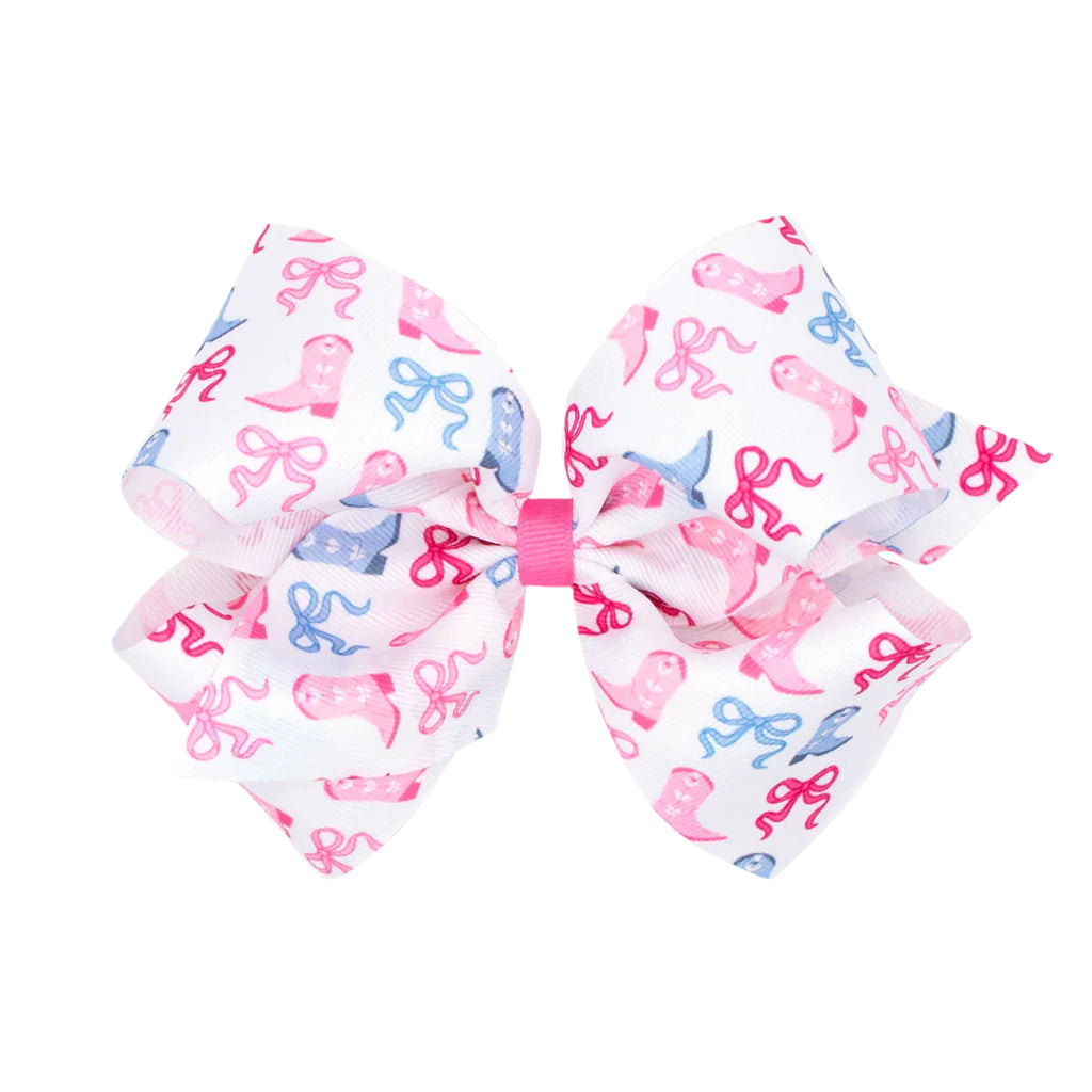 Wee Ones King Cowgirl Print Grosgrain Hair Bow