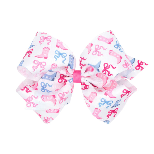Wee Ones King Cowgirl Print Grosgrain Hair Bow