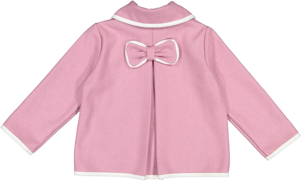 Sal and Pimenta Pink Classic Coat With White Trim