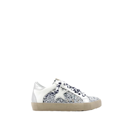 Shu Shop Paris Kids Glitter Star Sneaker- Silver Sparkle