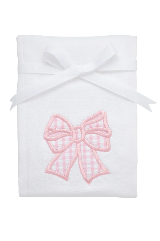 3 Marthas Pink Bow Burp Cloth