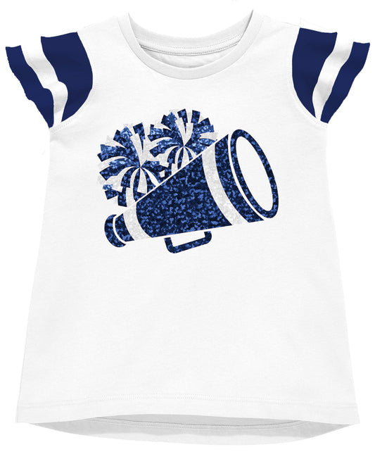 Azarhia Shimmer Ruffle Sleeve Cheer Tee- Navy