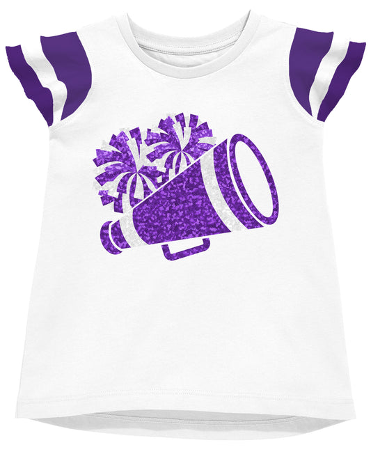 Azarhia Shimmer Ruffle Sleeve Cheer Tee- Purple