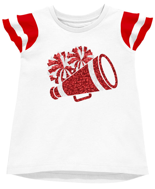 Azarhia Shimmer Ruffle Sleeve Cheer Tee- Red