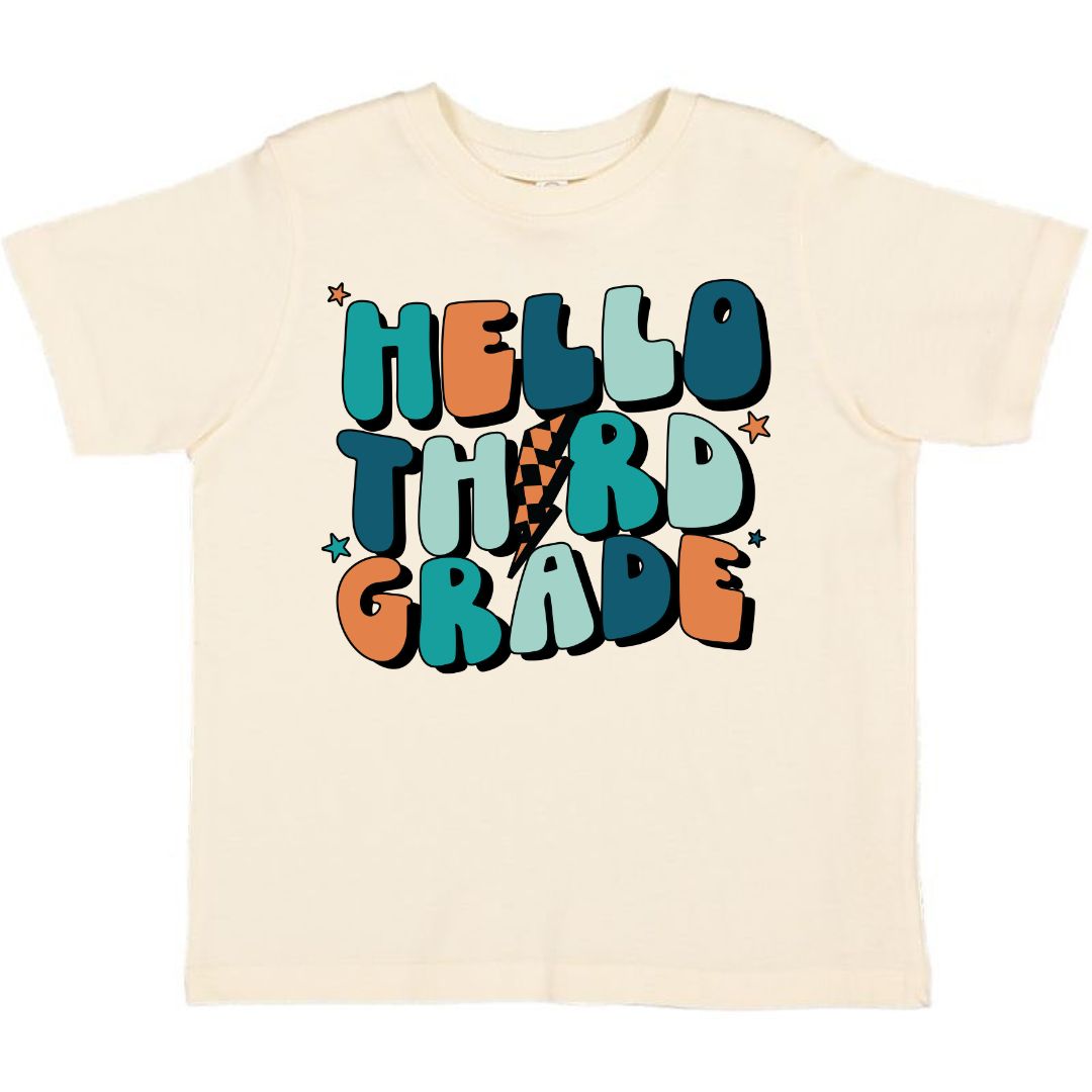 Sweet Wink Hello Third Grade Short Sleeve T-Shirt - Natural