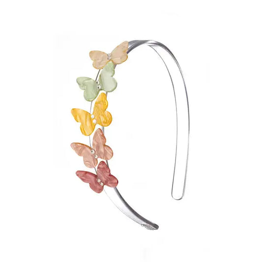 Lilies & Roses Multi Butterflies Pastel Pearlized Shades Headband