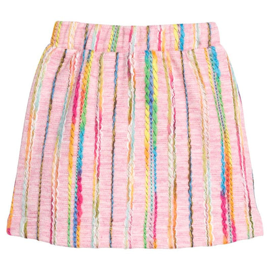 Mini Skirt - Pink Multi Stripe Wool