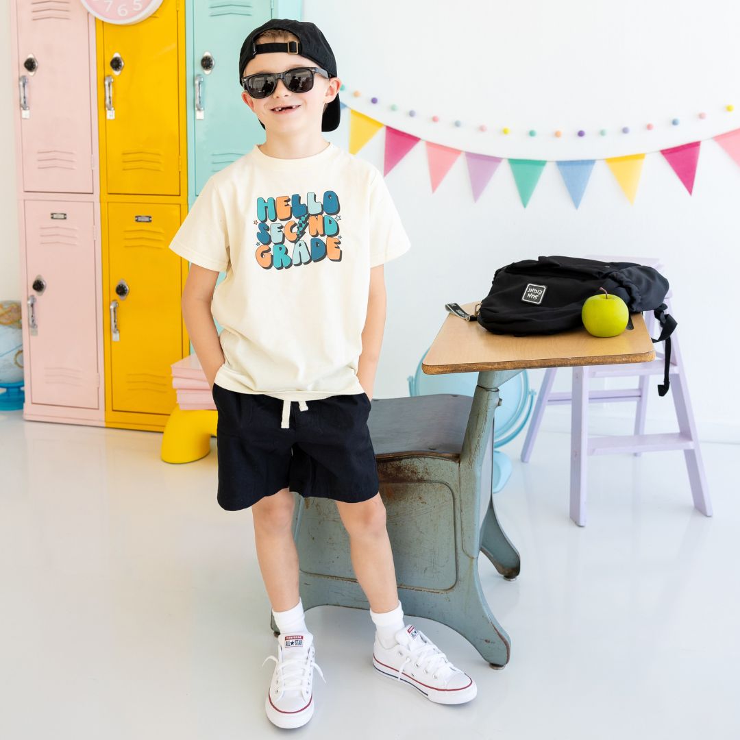 Sweet Wink Hello Second Grade Short Sleeve T-Shirt - Natural