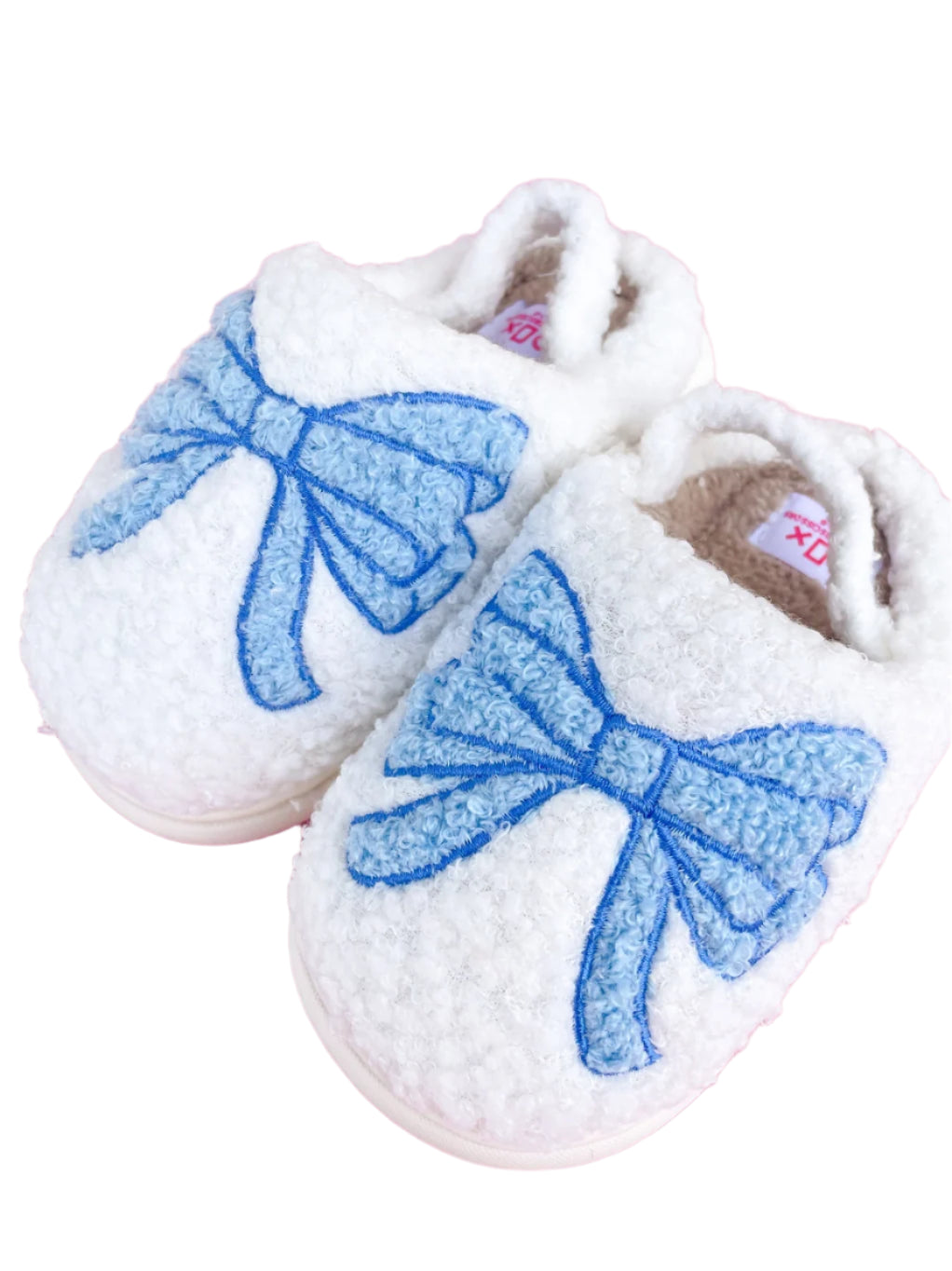 Rock Paper Scissors Blue Bow Slippers