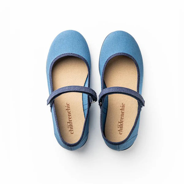 Evelyn Blue Canvas Mary Janes