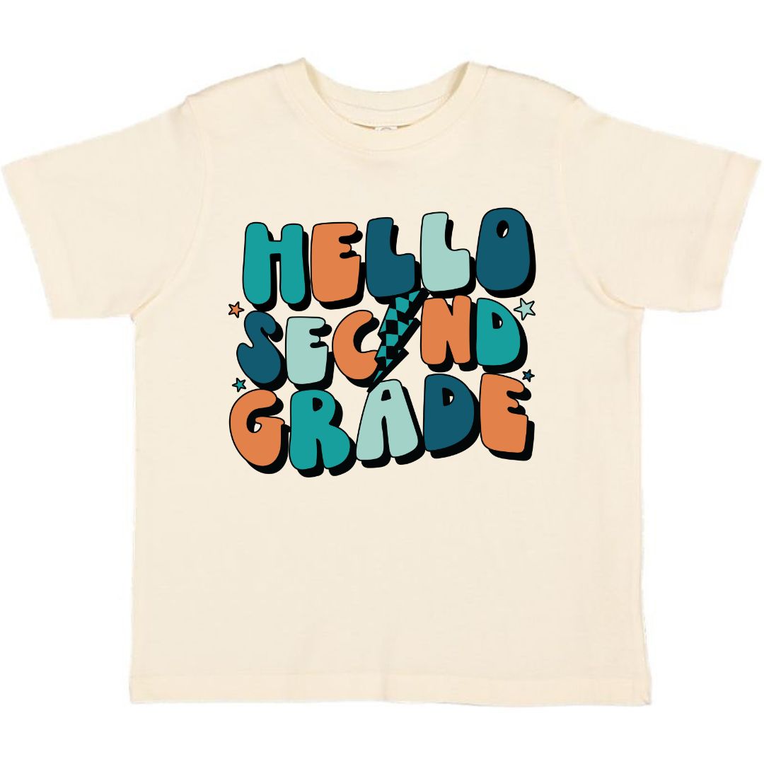 Sweet Wink Hello Second Grade Short Sleeve T-Shirt - Natural