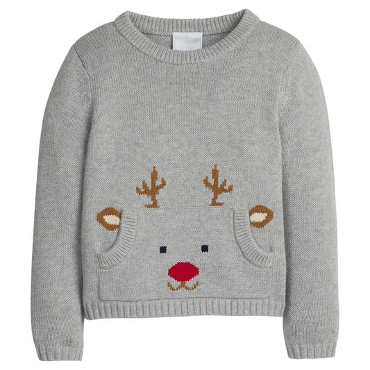 Little English Pocket Intarsia Sweater- Reindeer