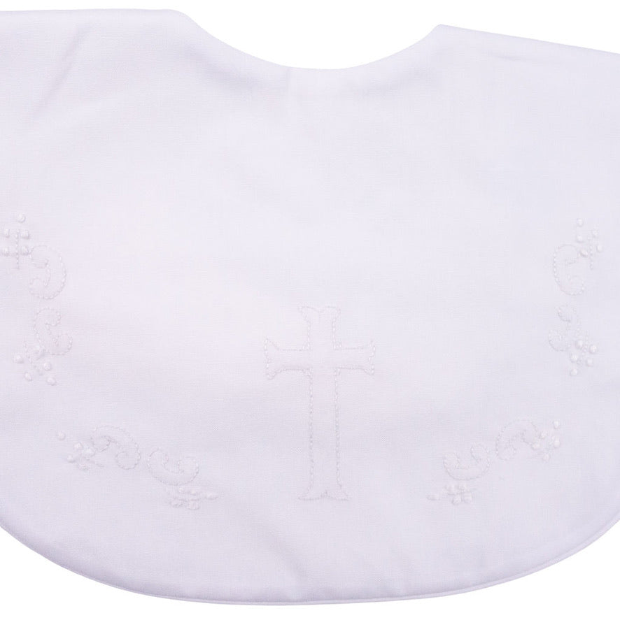 White Embroidered Cross Bib