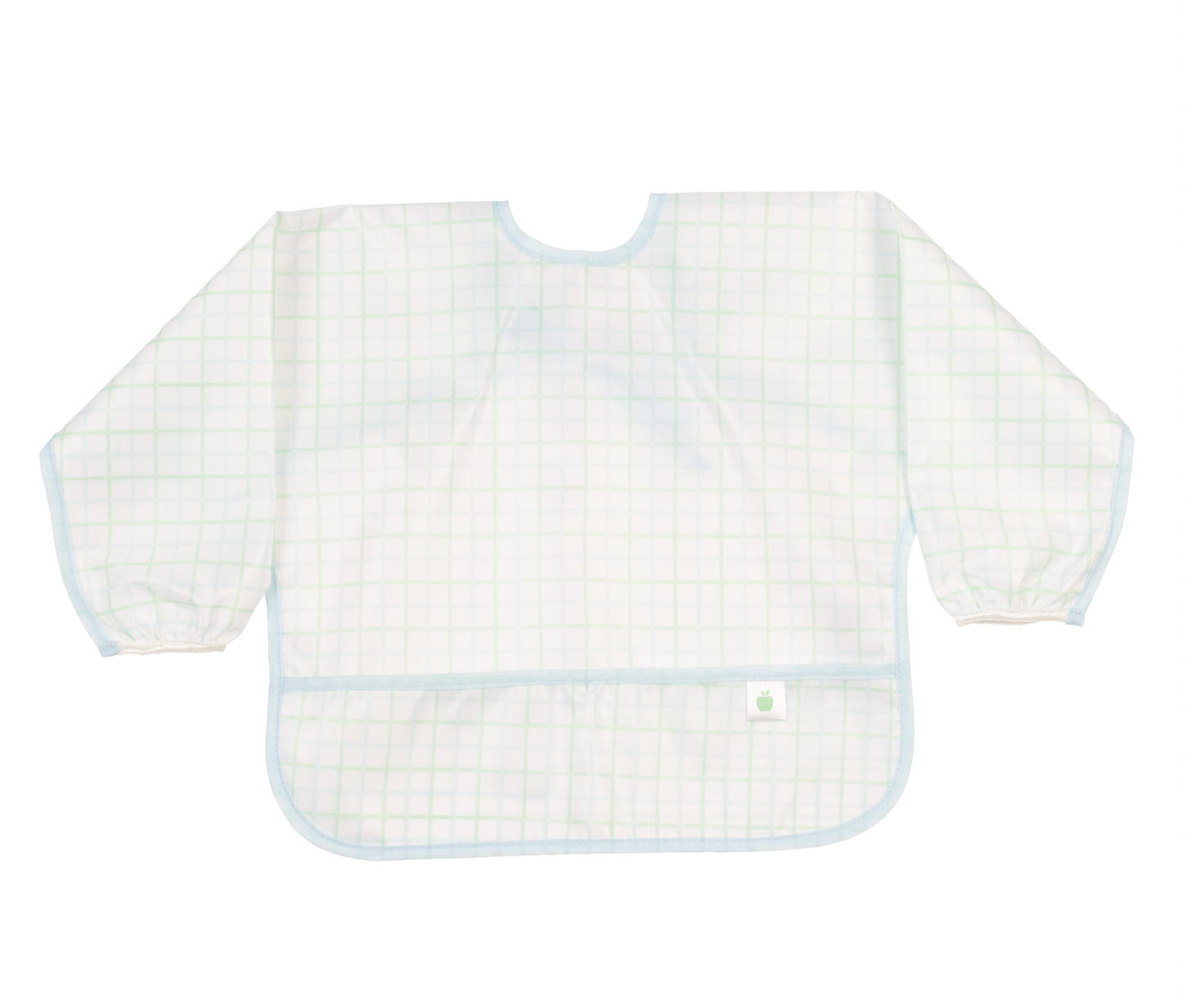 Apple of My Isla Blue and Green Windowpane Cover Everything Bib