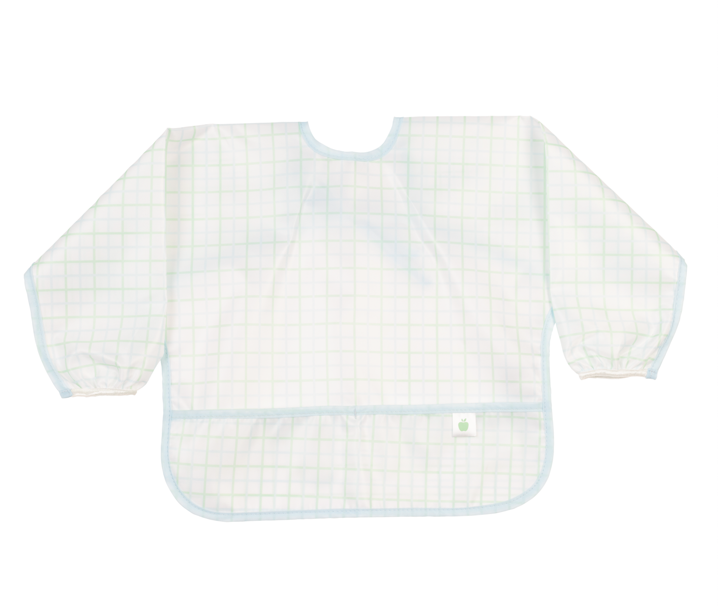 Apple of My Isla Blue and Green Windowpane Cover Everything Bib