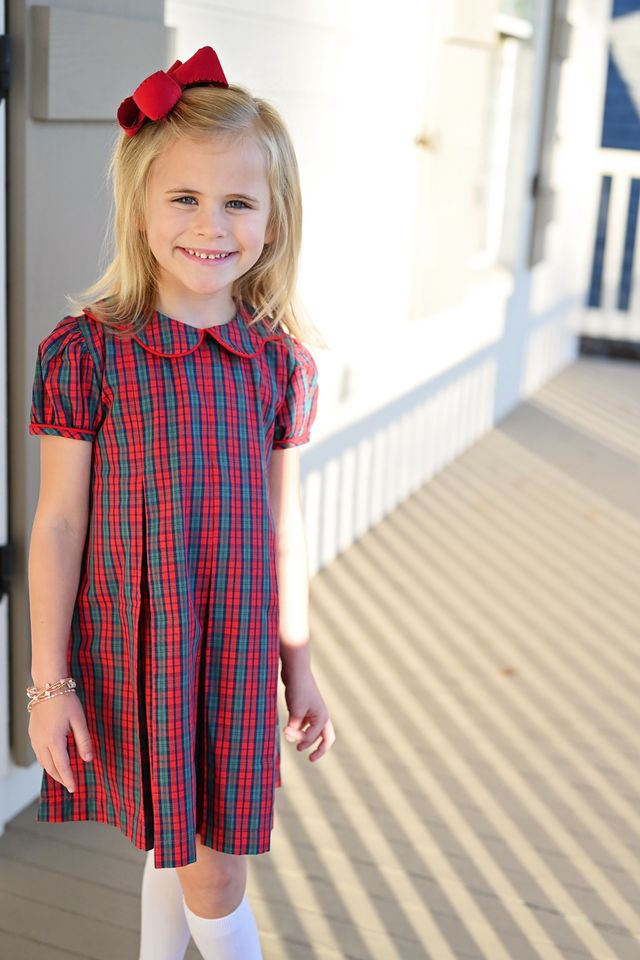 Red Christmas Plaid Paige Pleat Dress
