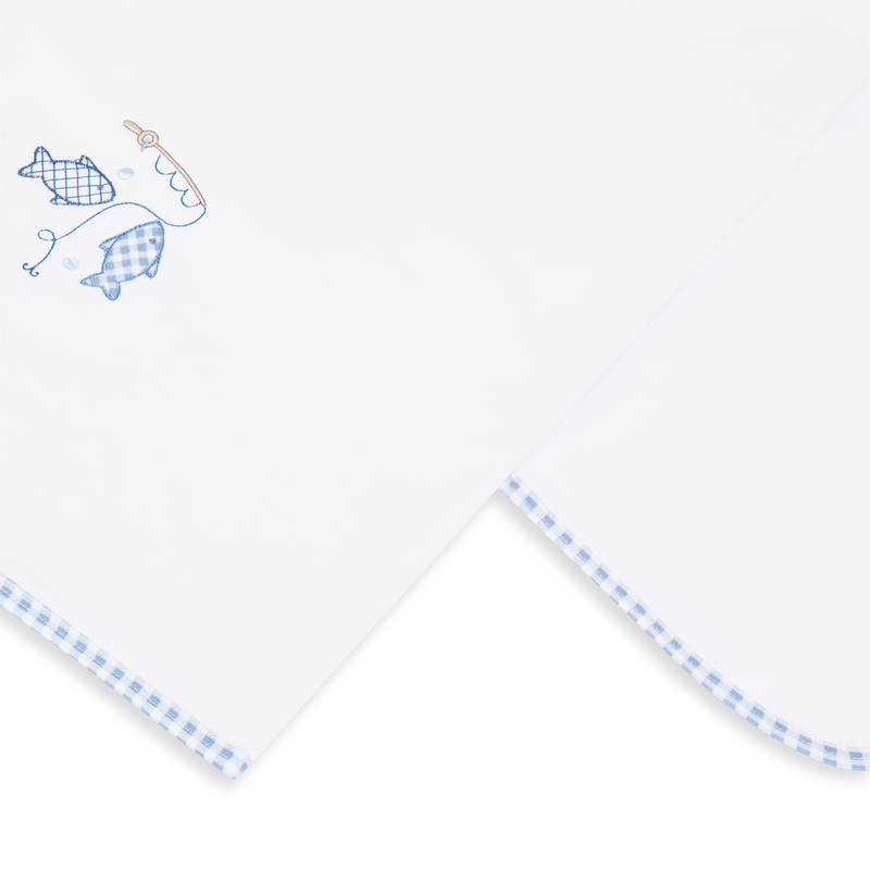 Gone Fishing Applique Receiving Blanket