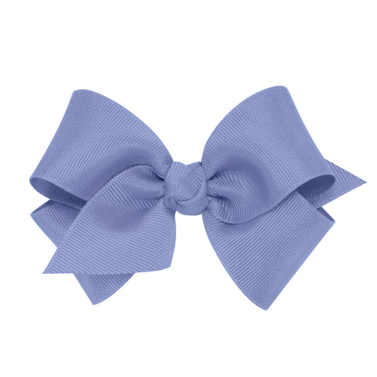 Small Grosgrain Hair Bow with Center Knot - Bluebird