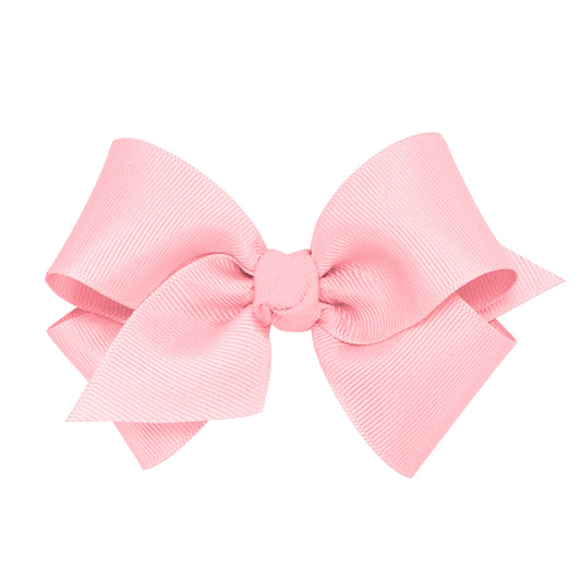 Small Grosgrain Hair Bow with Center Knot - Light Pink