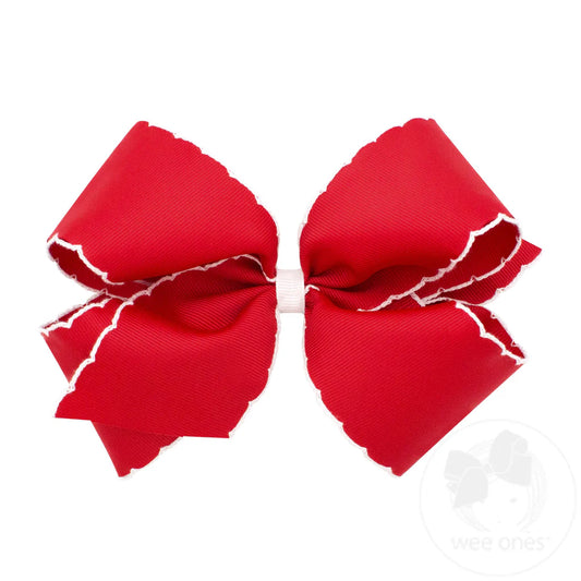 Wee Ones King Moonstitch Bow - Red with White