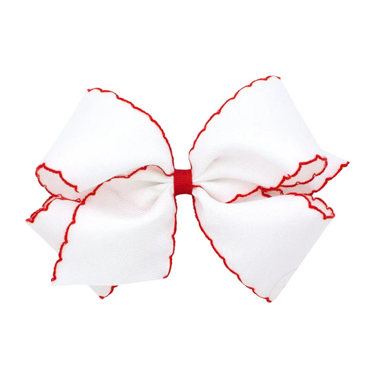 Wee Ones King Moonstitch Bow - White with Red