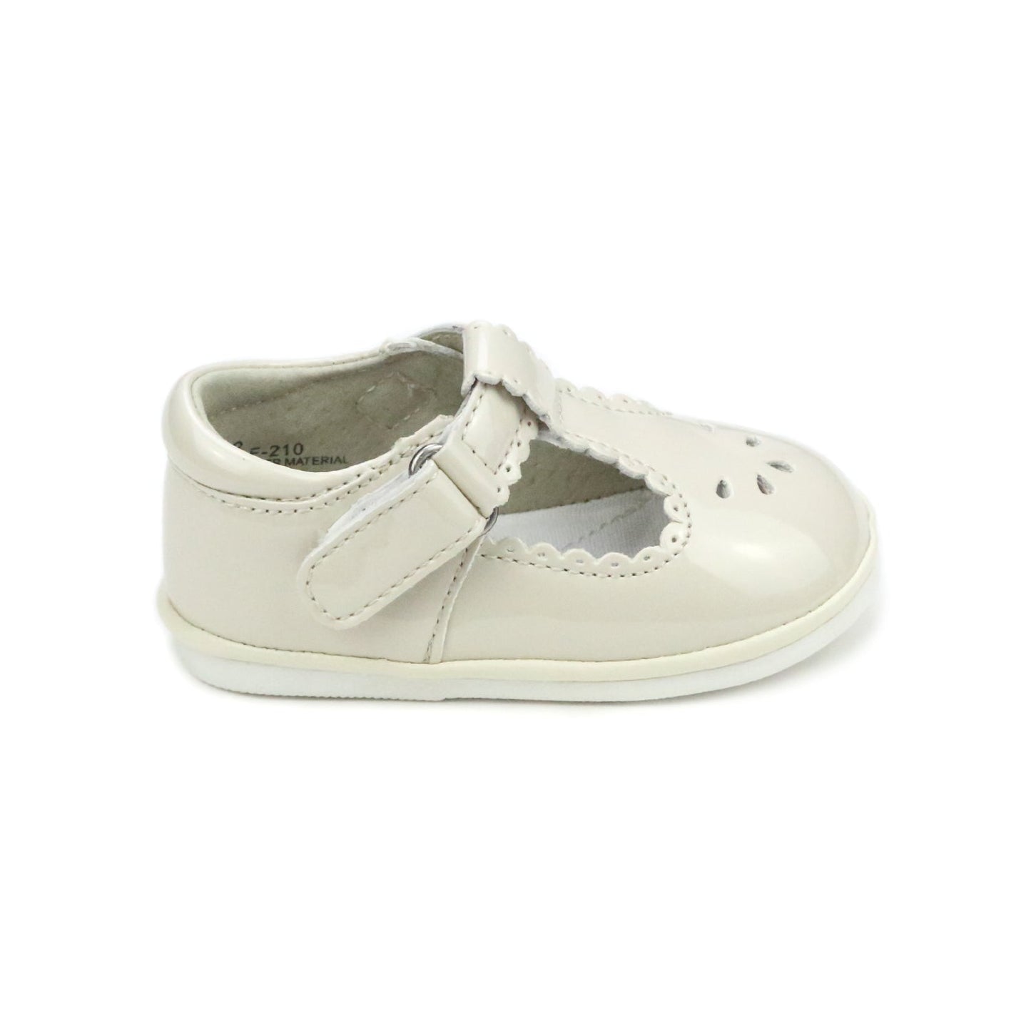 Baby Dottie Scalloped T-Strap Mary Jane- Cream